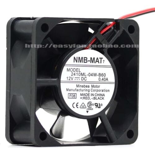 NEW NMB-MAT Minebea 2410ML-04W-B60 6025 12V 0.40A 6CMDouble Ball bearing cooling fan