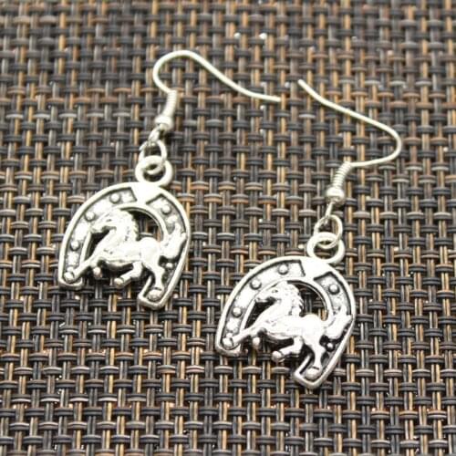 New Fashion Handmade Lucky Horseshoe Good Luck Horse Pendants DIY Earrings For Women Party