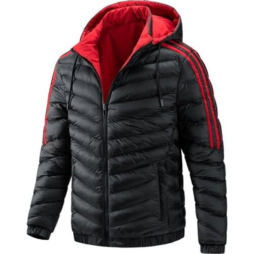 2021 Winter new mens hooded cotton-padded jacket, sports and leisure jacket, mens Korean style trendy cotton-padded jacket