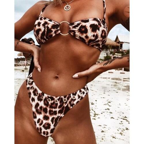 Summer New Women Leopard Print Sexy Bikini Explosion Female Split Swimsuit