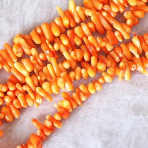 Newly orange coral irregular gravel stone 3x8mm charms loose beads diy fashion Jewelry 15" B588