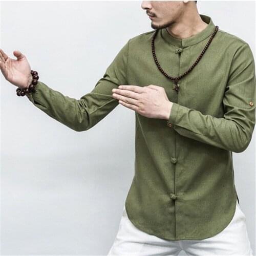 2021 Autumn Chinese Shirt Collar Short /full Sleeve Tangsuit Traditional Chinese Clothing for Mens Jacket Kung Fu Hanfu Style