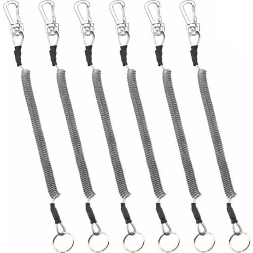 6Pcs Practical Retractable Elastic Rope Fishing Rope Spring Key Chains For Adult