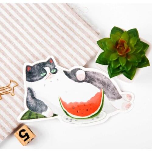 Postcard Hand-Painted Cat Shape Cat Backyard Cute Hand-Painted Graffiti Style Small Fresh Cute Animal Shaped Card R9UA