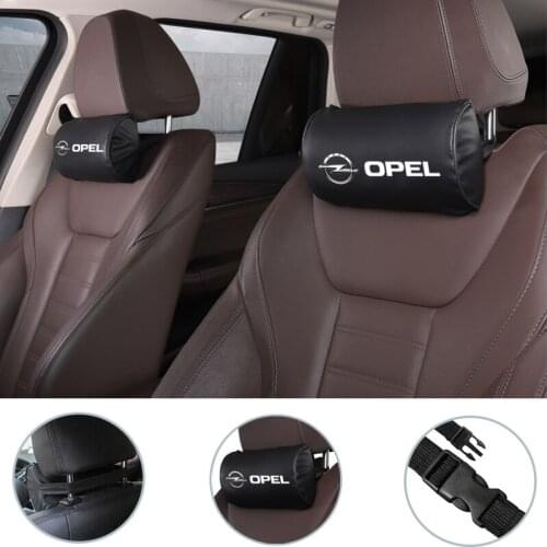 2pcs Car Seat Headrest Neck Support Pillow Leather Accessories For Opel Corsa Astra Insignia Vectra Zafira Meriva Mokka Vivaro