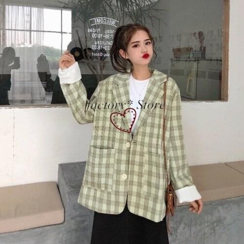 Casual Plaid Suit British Style Small Suit Long Temperament All-match Loose Slimming Korean Style Coat Popular Spring Autumn