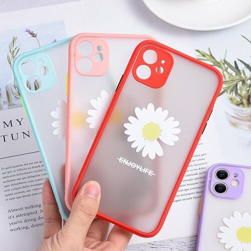 Flower Daisy Case For iPhone 11 11 Pro Max XR XS Max 7 8 6 6s Plus X SE2020 Transparent Shockproof Painting Cases Cover Coque