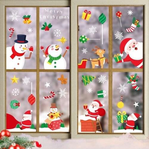 Christmas New Year 2022 Christmas Tree Snowman Snowflake Static Sticker Ornaments Christmas Decorations Navidad Home Decor