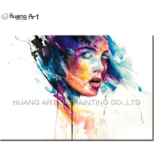 Hand-painted Impression Portrait Oil Paintings for Living Room Wall Decor Colorful Figure Modern Beautiful Women Face Painting