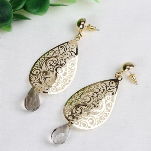 Beadsland Gold Plating Drop Earrings With Crystal Waterdrop Fashion Elegent Design Women Girl Gift 38766