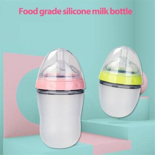 Wide Mouth Silicone Baby Bottle Wide-caliber Baby Bottle Drop-proof Large-caliber 250ml 150ml Baby Bottle