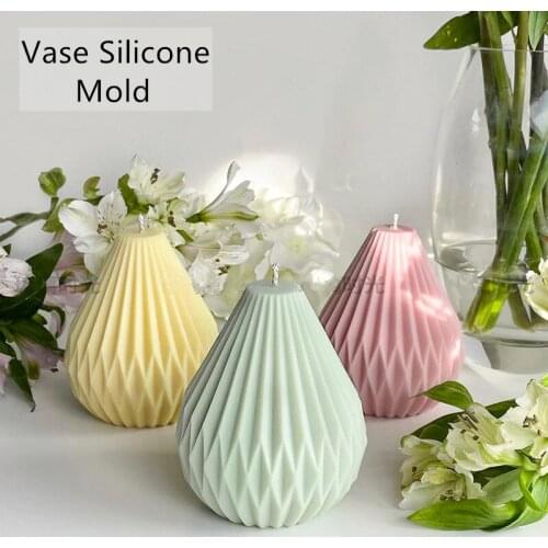 3d Scented Lantern Candle Silicone Mold 3D Argyle Vase Candle Mould for Handmade Candle Making Aroma Plaster Resin Crafts Moulds