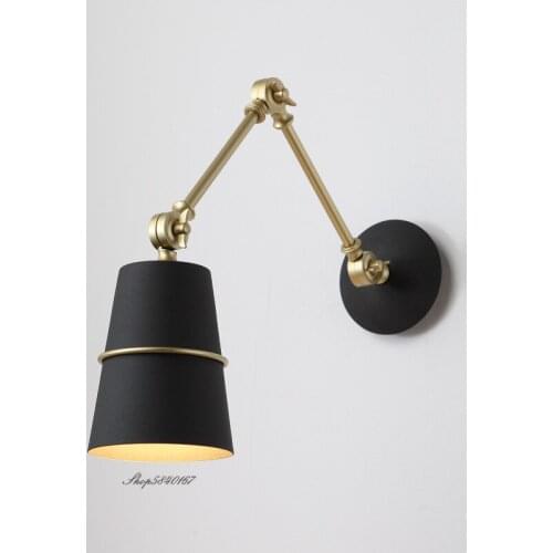 Modern Black Wall Lamp American Rotatable Iron Wall Sconce for Living Room Bed Room Decoration Indoor Lighting Lamps Wall Decor