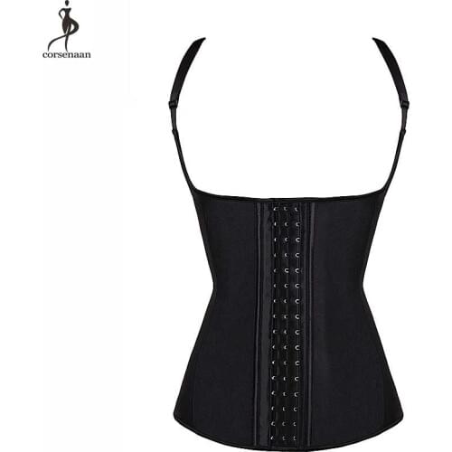 Super Firm Waist Trainer Vest Latex Waisttrainer Plus Size 6XL Corset Steel Boned Adjustable Shoulder Strap Fajas Gorset Minceur
