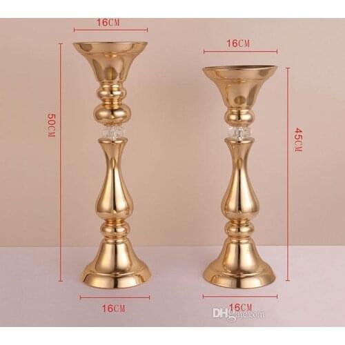 Wedding props Flower Road Lead gold plated Iron Flower vase stand wedding table centerpieces Decoration Event Party Stage decor
