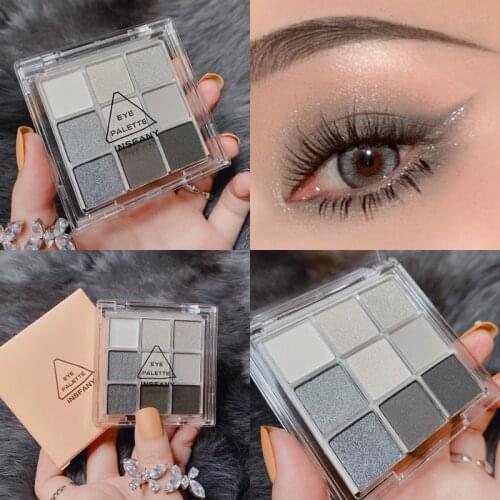 9 Color Shimmer Matte Glitter Eyeshadow Palette Smoky Nude Eyeshadow Pallete Shiny Metallic Pigmented Makeup Palette Cosmetic