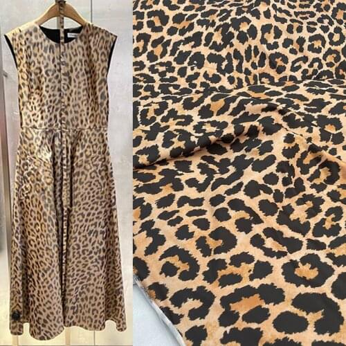 145cm Width Fashion Yellow Leopard Printed Polyester Fabric For Woman Blouse Summer Dress Pants DIY Cloth Sewing Material