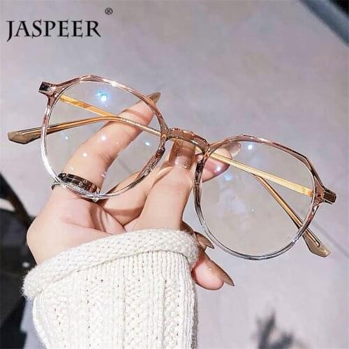 JASPEER Vintage Round Computer Glasses Women Blue Light Blocking Eye Glass Men Gaming Glass Prescription Spectacle Frames