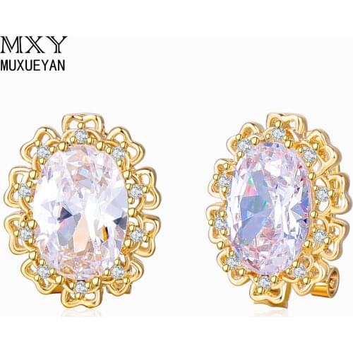Luxury Crysta 925 Sterling Silver Stud Earrings For Women Shining Zircon Vintage Fine Jewelry 2021 Trend MUXUEYAN
