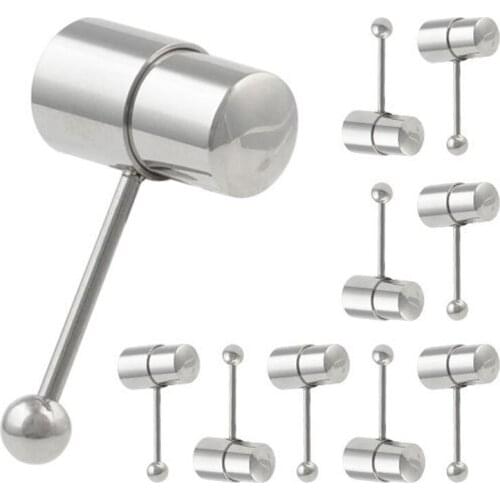 Stainless Steel Vibrating Tongue Rings Barbell Tongue Vibrators Piercing Silver/ Rainbow Color Body Jewelry Piercing