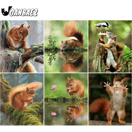 Animal Diamond Painting Squirrel Cross Stitch Embroidery Landscape Mosaic Kit 5D Diy Hand Inlaid Craft Gift Design Home Decor