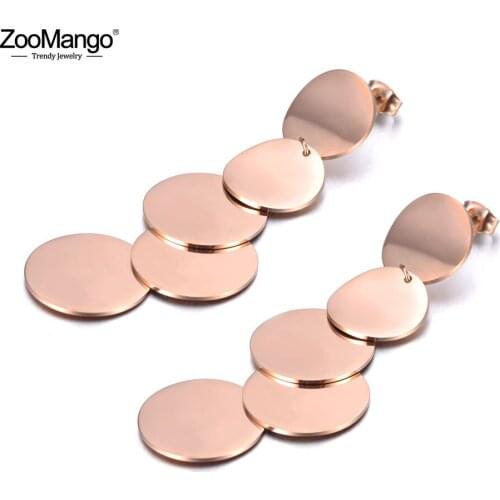 ZooMango Trendy Titanium Stainless Steel 5Pcs Combined Circle Stud Earrings Bohemia Geometric Jewelry For Women Girl ZE19078