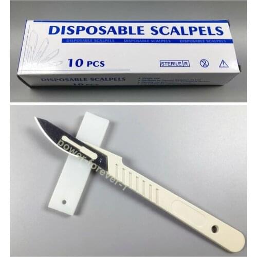 1~50Box 24# Medical Scalpels Dental Disposable Sterile Surgical Blade Plastic Handle Stainless Steel Scalpel Knives
