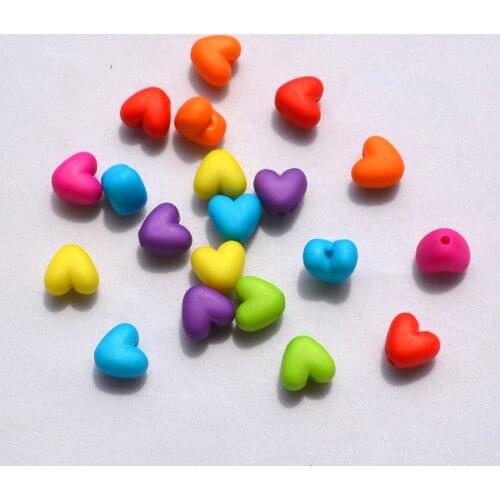 100pcs DIY fashion Jewelry Making Accessories Matt Acrylic Beads Lovely Heart Shape Mix Color Childrens Bracelet Findings