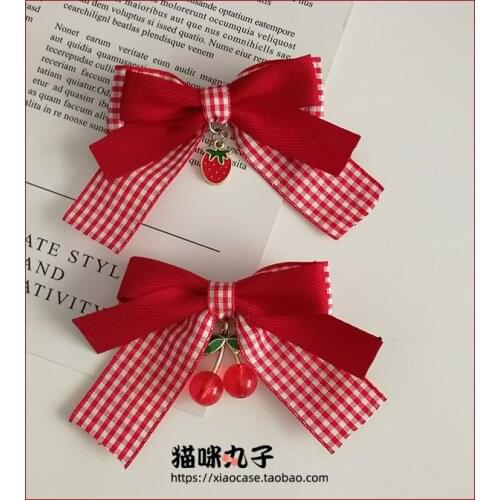 2pcs/lot Cute Women Strawberry Cherry Bow Hair Hairpins For Pinup Girls Vintage Party butterfly Hair Accessories