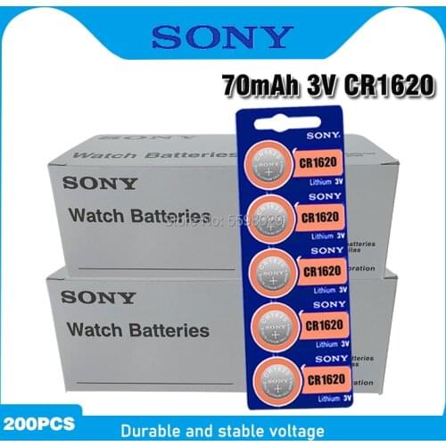200pcs sony 3V CR1620 Original Lithium Battery For car key watch remote control toy 1620 ECR1620 GPCR1620 Button Coin Battery