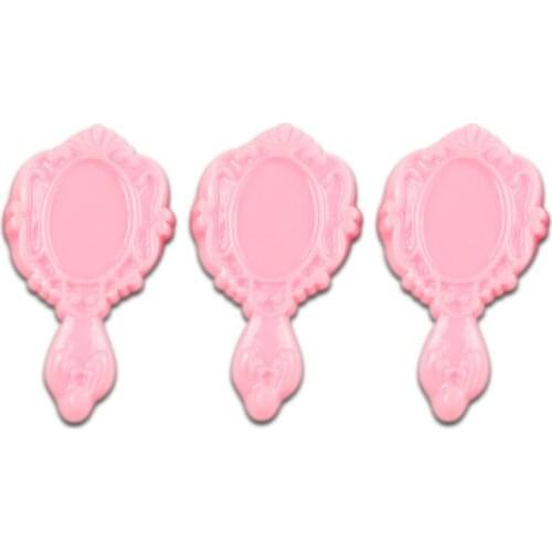 30Pcs Pink Mirror Resin Decoration Crafts Beads Frame Flatback Cabochon Scrapbook DIY Embellishments Accessories