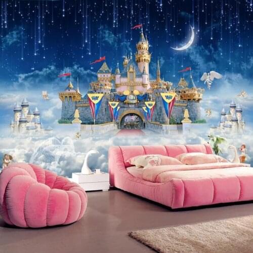 Milofi Custom 3D Wallpaper Mural Fantasy Sky Castle Childrens Room Science Fiction Starry Background Wall Decoration Painting