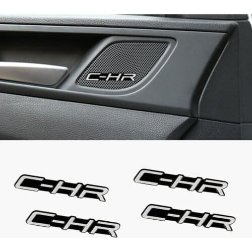 4pcs 3D aluminum speaker stereo speaker badge emblem Sticker for Toyota CHR C-HR 2017 2018 Accessories Car Styling
