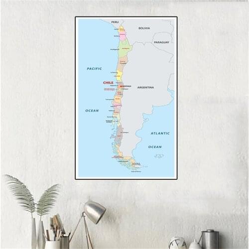 60*120 cm The Chile Map In Spanish Wall Art Poster Canvas Painting Retro Decor Living Room Home Decoration School Supplies