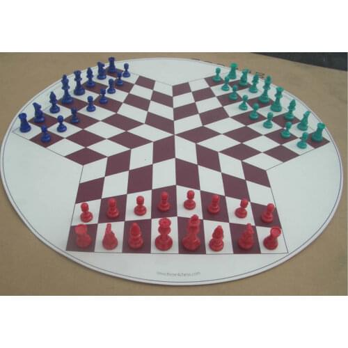 65cm Three-player Chess Set Chess Board Game PVC Chessboard King High 77mm Chess Pieces 3-Person Medieval Chesses Games Checker