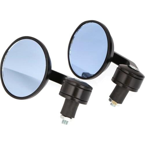 7/8" Universal Round Motorbike Motorcycle Handle Bar End Rearview Side Mirrors Black