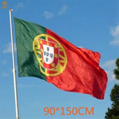 90 x150cm High Quality Euro Portuguese Polyester Fabrics Flag Portuguese Republic Hanging World Cup Cheerleading Banner