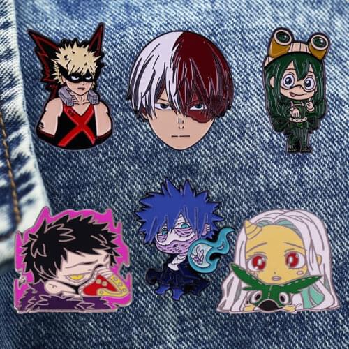 Cute Cartoon Comic Hero College Character Brooch Metal Enamel Lapel Badge Collect Jacket Backpack Children Fashion Jewelry Gifts