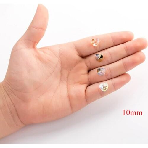Wholesale 10mm 100pcs Crystal Beads Heart Shape Spacer Glass Bead DIY Earrings Bracelet Choker Necklace Jewelry Making