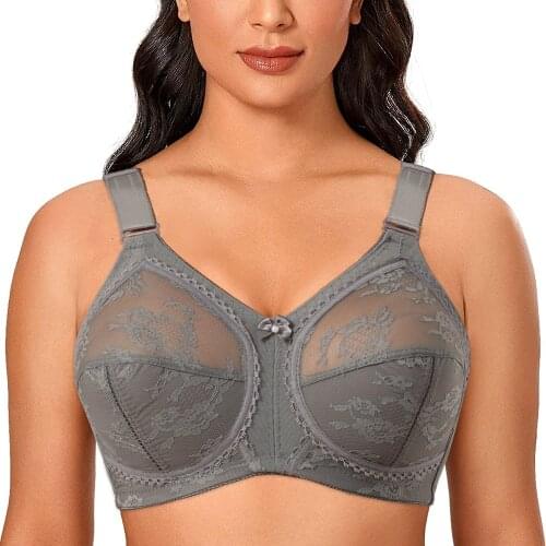 Wire Free Embroidery Sexy Lace Mesh Plus Size Bra Woman Sexy Lingerie Bralette Big Size F G H I 36 38 40 42 44 46 48 50 52