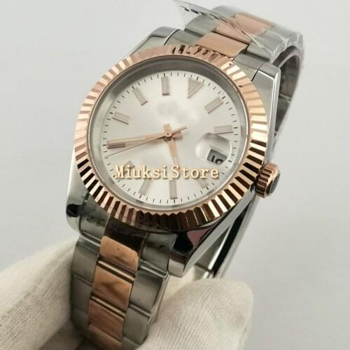 36mm/40mm Rose gold Mens Casual NH35 Automatic Watch Silver Rose Gold Case Sapphire Glass silver sterile Dial Mechani