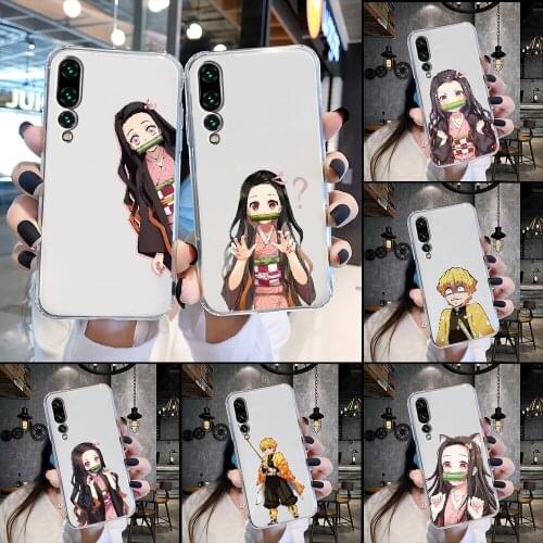 Demon slayer Kamado Nezuko Phone Case For Huawei P Mate P10 P20 P30 P40 10 20 Smart Z Pro Lite 2019 transparent soft Etui luxury