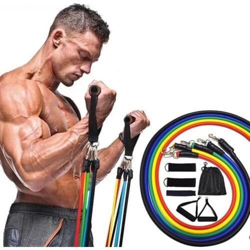 Fitness Resistance Bands Pulling Rope Expander 11 Pcs Set Home Gym Portable Exercise Equipment Yoga Stretch Training Band