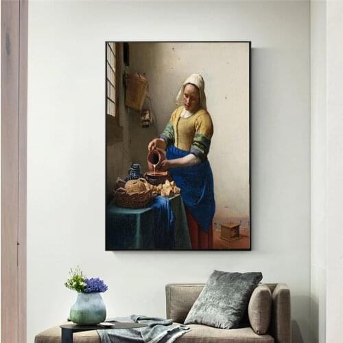 Dutch Artist Johan Milkmaid Painted Posters of Canvas Art and Printed Photographs of Quadros Living Room Family Cuadros