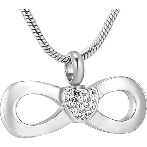 Infinity Women Funeral Urn Keepsake Jewelry Memorial Urn Pendant Stainless Steel Cremation Urn Necklace for Ashes Holder