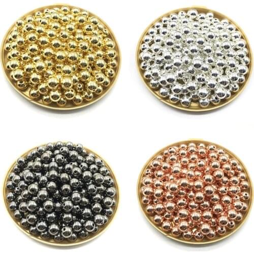 Wholesale 3 4 6 8 10 12mm 30-500pcs Gold/Gun-Metal Plated CCB Round Seed Spacer Beads For Jewelry making DIY