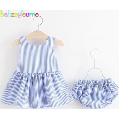 Babzapleume summer newborn 1st birthday outfit baby girls clothing sets stripe t-shirt+shorts infant clothes 2piece suits BC1490