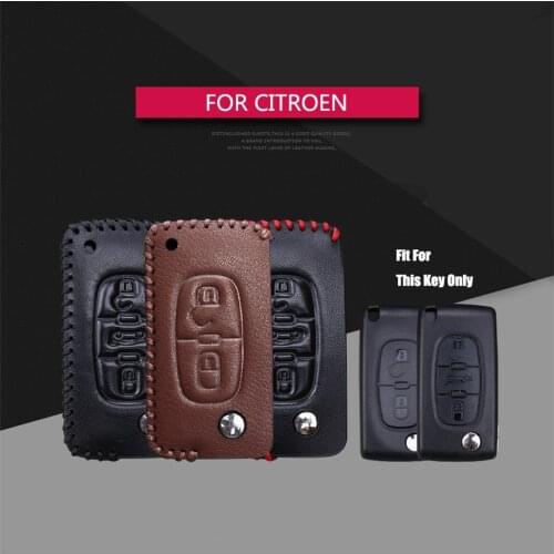 Best Sale Leather Car Key Case Cover For Citroen C3 C4 C5 Picasso C-Elysee C-Zero Berlingo Key Holder Key Parts Skin Shell