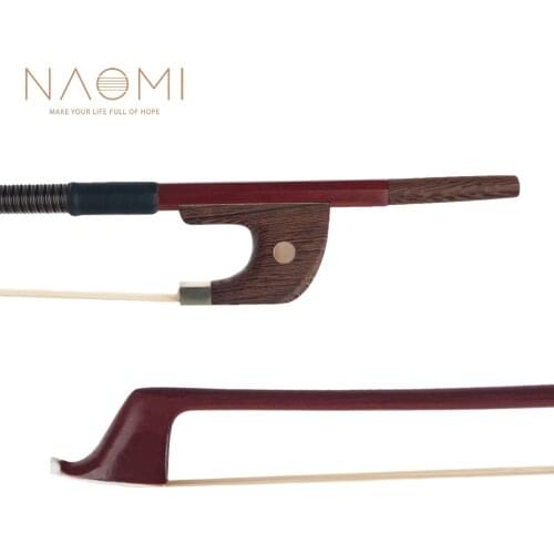 NAOMI German Style 3/4 4/4 Double Bass Brazilwood Bow White Horsehair Bow Student Bow Beginner Use