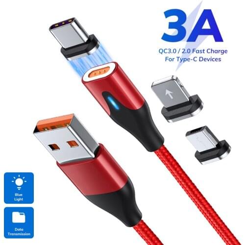 Magnetic Charging Cable for Micro Type-C 8 Pin Fast Charging Cable for Iphone Huawei Samsung Android Mobile Phone Cord Cables